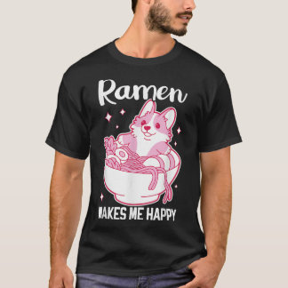 Camiseta Kawaii Corgi Ramen Cute Puppy Japonês Manga Anime