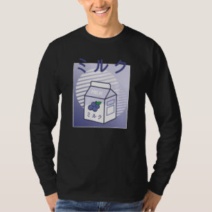 Camiseta Kawaii Cow Retro Japan Bluberry milk