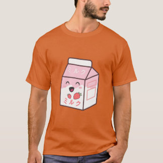 Camiseta Kawaii Cow Retro Japanese Strawberry Milkshake ret