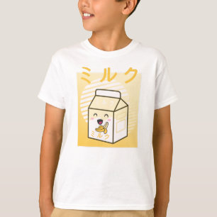 Camiseta Kawaii Cow Retro Japonês Bananas milk