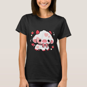 Camiseta Kawaii Cow Strawberry Cute Aestic Girls T