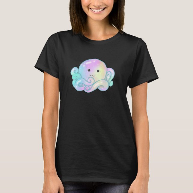 Camiseta Kawaii Cute Aesthetic Happy Pastel Galaxy Octopus (Frente)