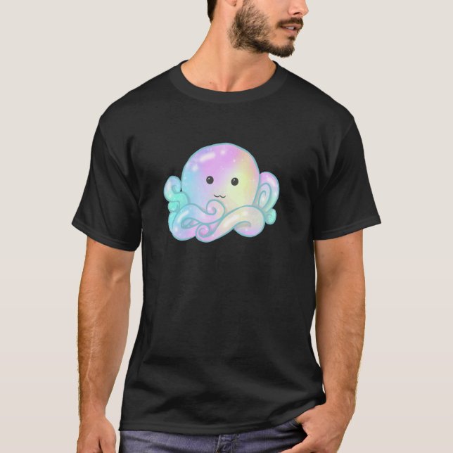 Camiseta Kawaii Cute Aesthetic Happy Pastel Galaxy Octopus (Frente)