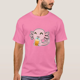 Camiseta Kawaii Cute Anime Axolotl Boba Tea Bubble milk Tea