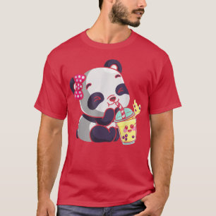 Camiseta Kawaii Cute Anime Panda Boba Bubble Tea Otaku Men