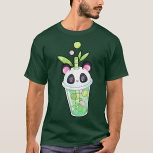 Camiseta Kawaii Cute Anime Panda Boba Bubble Tea Otaku Men