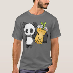 Camiseta Kawaii Cute Anime Panda Boba Bubble Tea Otaku Men
