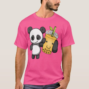 Camiseta Kawaii Cute Anime Panda Boba Bubble Tea Otaku Men
