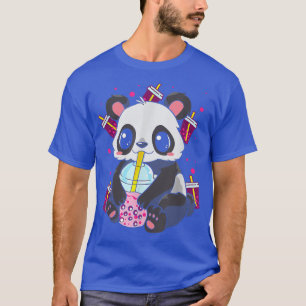 Camiseta Kawaii Cute Anime Panda Boba Bubble Tea Otaku Men