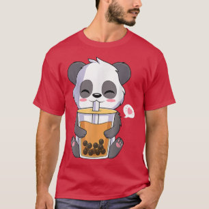 Camiseta Kawaii Cute Anime Panda Otaku Japonês Bubble Boba