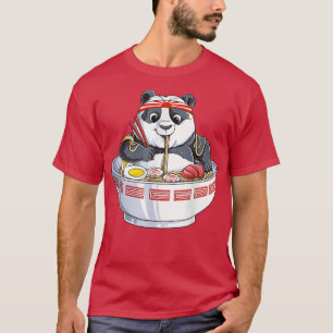 Camiseta Kawaii Cute Anime Panda Otaku Japonês Ramen Noodl