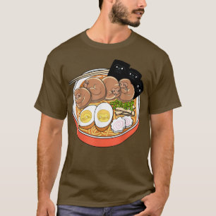 Camiseta Kawaii Cute Anime Sloth Otaku Japonês Ramen Noodl