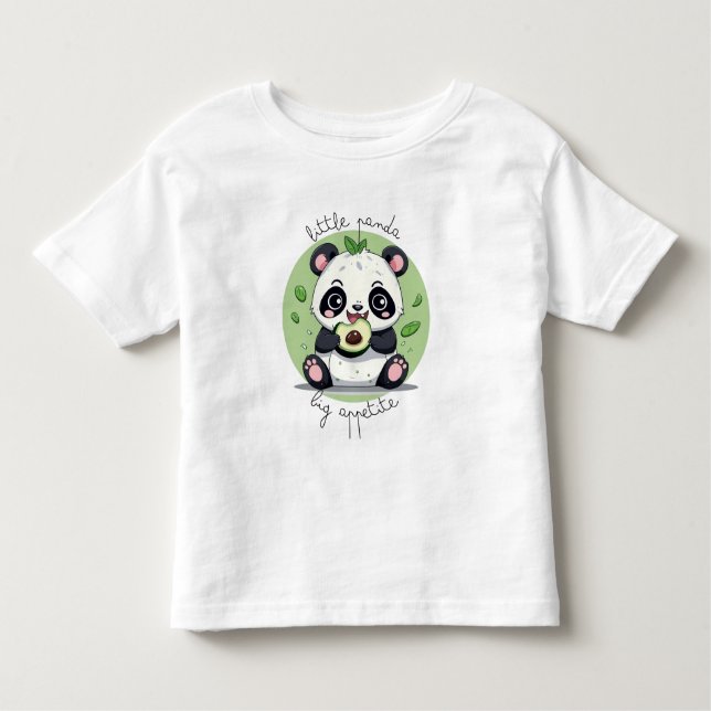 Camiseta Kawaii Cute Baby Panda Comendo Avocado (Frente)