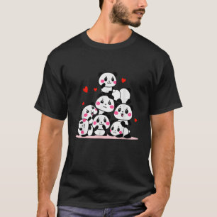 Camiseta Kawaii Cute Baby Panda Pile com Valente do Coração