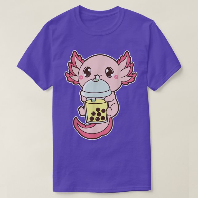 Camiseta Kawaii Cute Boba Axolotl Banana Lychee Pear (Frente do Design)