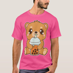 Camiseta Kawaii Cute Boba Grizzly Bear Tailandês Pera De Ge