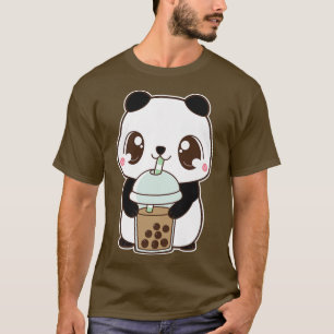Camiseta Kawaii Cute Boba Panda Bear Clássica Bolha Pearl M