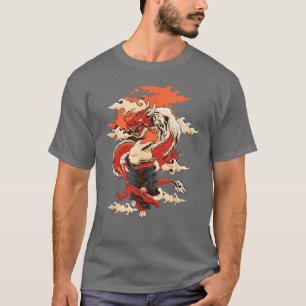 Camiseta Kawaii Cute Dragon e Ramen Cat Arte Japonesa