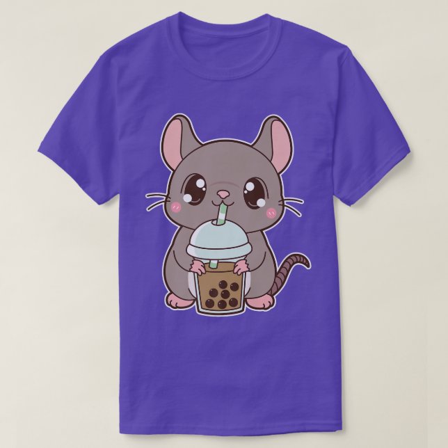 Camiseta Kawaii Cute Zodiac Boba Rat Clássica Bolha Pérola  (Frente do Design)