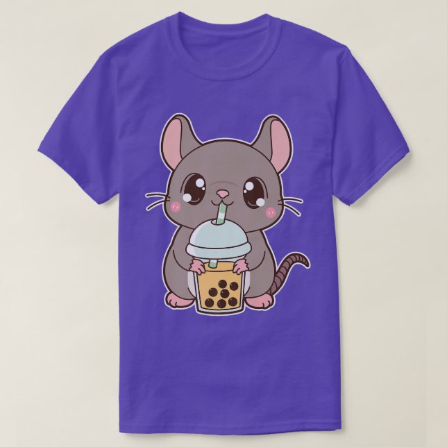 Camiseta Kawaii Cute Zodiac Boba Rat Mango Bubble Pearl Mil (Frente do Design)