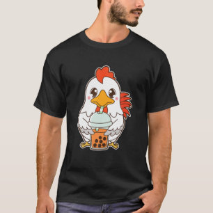 Camiseta Kawaii Cute Zodiac Boba Rooster Tailandês Bubble 