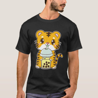 Camiseta Kawaii Cute Zodiac Boba Tiger Banana Bubble Pearl