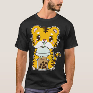 Camiseta Kawaii Cute Zodiac Boba Tiger Classic Bubble Pearl