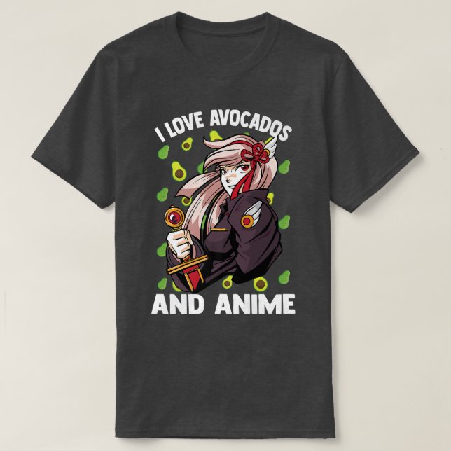Camiseta Kawaii CuteI Ama Avocados E AnimeOtaku Girl (Frente do Design)