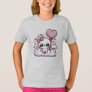 Camiseta Kawaii Cutie com um balão de coração