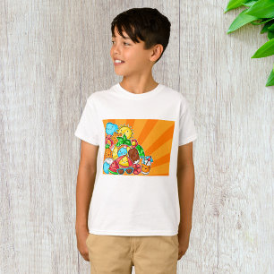 Camiseta Kawaii Desenhos de Verão Sol Praia e Tropical