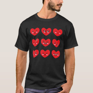 Camiseta Kawaii Dias de os namorados Heart Emoticon Funny E