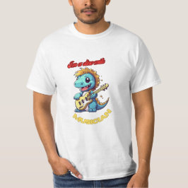 Camiseta Kawaii Dinossaur tocando violão