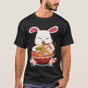 Camiseta Kawaii Easter Bunny Ramen Noodles Páscoa Japonesa