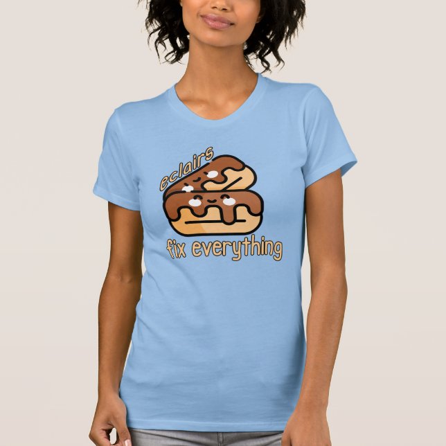 Camiseta Kawaii Eclairs corrige tudo (Frente)