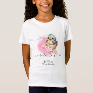 Camiseta Kawaii Egg Bird Elegante Chá de fraldas Floral Sis