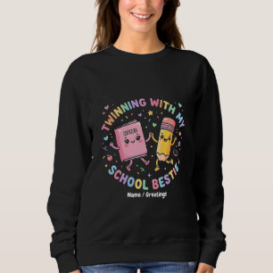 Camiseta Kawaii Escola Melhor Amiga Gêmeas Amizade