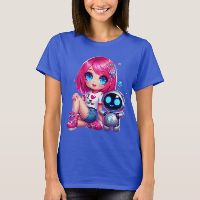 Camiseta 🤖 Kawaii Eu Amo Meu Companheiro Ai Chatbot Cute B (Frente)