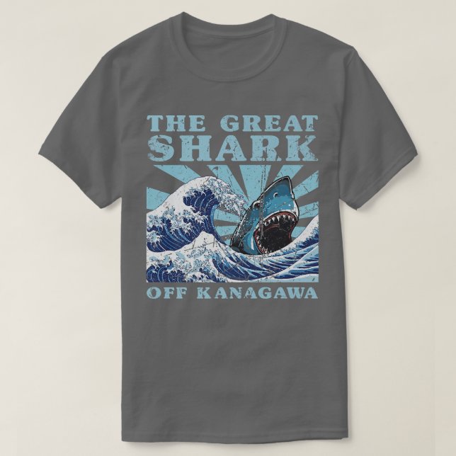 Camiseta Kawaii, Excelente Japonês Wave Excelente Shark Cut (Frente do Design)