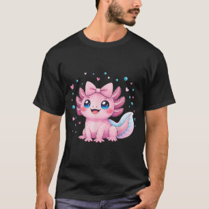 Camiseta Kawaii Fofa Axolote Coquette Laço Mulheres Meninas