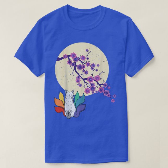 Camiseta Kawaii Fox Cherry Blossom Sakura Fllower F (Frente do Design)