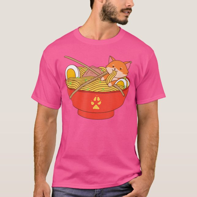 Camiseta Kawaii Fox Com Ramen (Frente)
