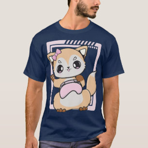 Camiseta Kawaii Fox Joga Um Jogo Bonito Para Jogador De Com