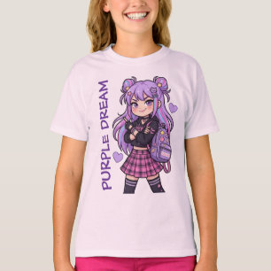 Camiseta Kawaii Garota Anime Roxo Sonho