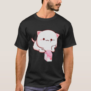Camiseta Kawaii Gato-Gato-Gato-de-Morango Animação-japonês
