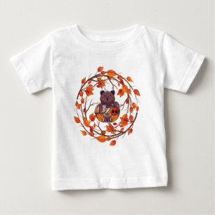 Camiseta Kawaii Gato Japonês Fofo Outono Halloween