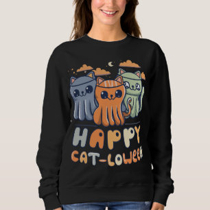 Camiseta Kawaii Ghost Cats Happy Cat-loween Pun