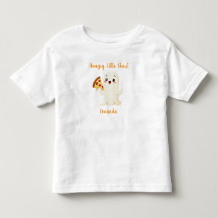 Camiseta Kawaii Ghost com Pizza. Dia das Bruxas. Personaliz