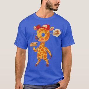 Camiseta Kawaii Giraffe Cute Animal Pizza Entrega Engraçado