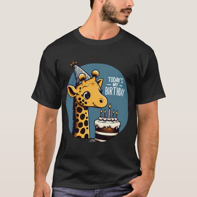 Camiseta Kawaii Giraffe Hoje É Minha Festa de aniversário D (Frente)