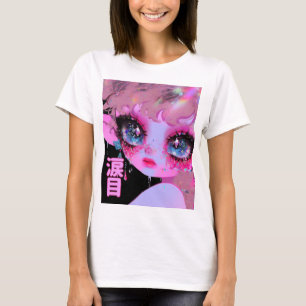 Camiseta Kawaii Glitter Teary Eyes "Namidame" Japonês